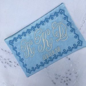 Monogrammed wedding dress label